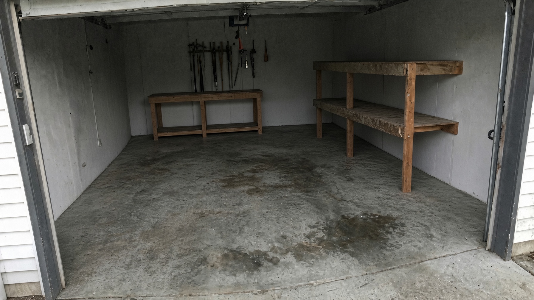 Cleared garage floor ready for parking