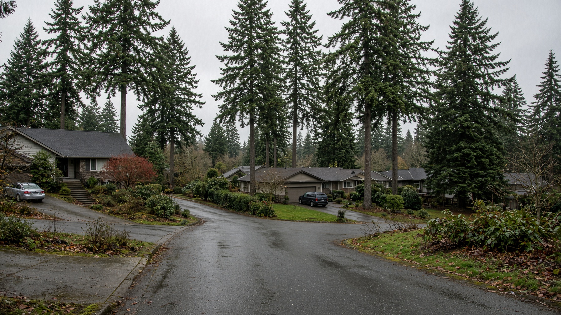 Residential street typical of Des Moines, Washington